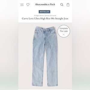 Abercrombie Curve Love Ultra High Rise 90s Straight Jean